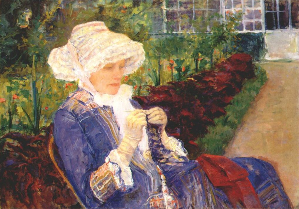 Lydia crocheting in the garden at marly - Mary Cassatt Painting on Canvas